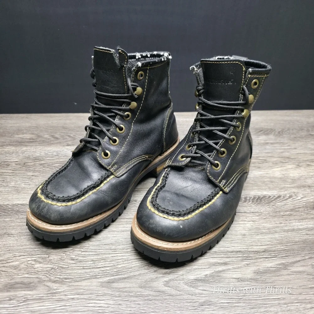 Skechers‎ Men's Work Boots -  Size 9.5 - Oil Resistant, Moc Toe, Black Leather